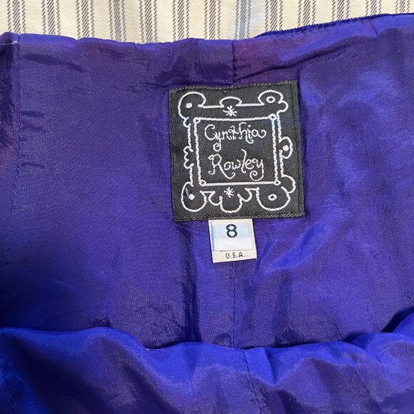 Vintage Cynthia Rowley Royal Purple Velvet Pants 90's Dream - Picture 9 of 9